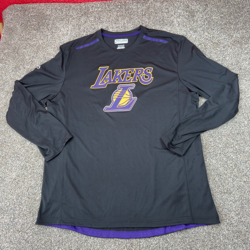 NBA Los Angeles Lakers Long Sleeve Performance Shirt Mens 2XL Black Athletic Tee